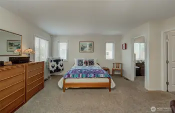 Step into a large primary suite facing the back yard views!