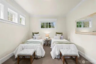 Technically not a bedroom as there is no closet, the location adjacent the other bedroom and bath lends itself to being the 4th bedroom - an armoire is easy