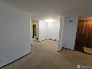 Living room into dining area