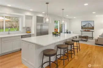 Culinary execution is easy here. Loads of counter space and flooded with light.