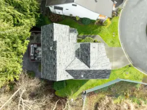 An overhead view showcasing the new roof