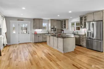 Plenty of kitchen space to gather with access to the deck.