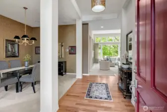 Entry way. Area on the left is designed as flex area. Dining, library, Piano, or ?