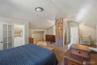 Two closets in the primary bedroom allow for ample storage.