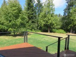 A view from the spacious upper level back deck.