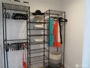 A good-sized walk-in closet in the primary bedroom.