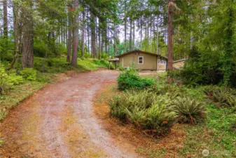 Private driveway to the home, located on a dead-end street.