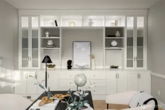 Another view of the office on the main floor, with custom California Closet built-ins