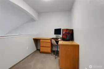 A built-in desk creates the perfect tucked-away workspace — ideal for remote work, study sessions, or creative projects.