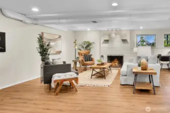 A second living area on the lower level.