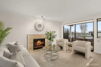 Open living area with sliding-door access to a private covered balcony!