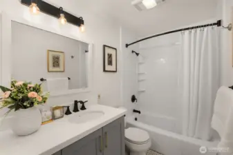 Updated bathroom with modern finishes and stylish fixtures.