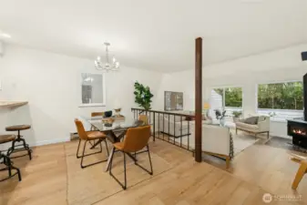 The main level's great room design optimizes space while keeping the communal area connected and comfortable.