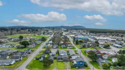 aerial shot overlooking the location of the home on the long beach peninsula.