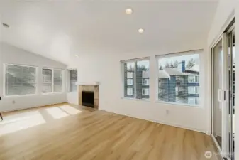 Expansive windows bring in abundant natural light.