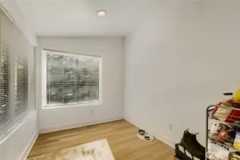 The dining area is the perfect setting for everyday meals or entertaining.