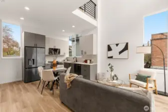 Meet the heart of the home—the double-height ceilings in this space are a total show-stopper. Let the light pour in while you sip, snack, or relax.