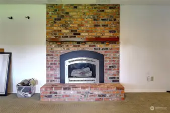 Gas fireplace in rec room