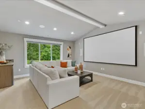 Bonus room with mini frig, projector screen, sorround sound and automated blackout shade