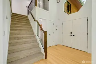 Brand new carpet; attractive bamboo floors