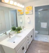 Renovated bathroom w/skylight