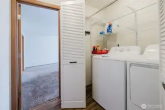 Washer and dryer in hallway closet leading to the Primary Bedroom.  So convenient!