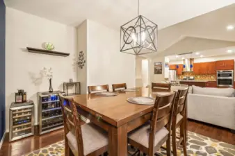 Dining nook perfect for China hutch or wine bar and refrigerator