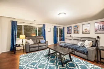 Lower level huge rec room or family room, large enough for a separate living or entertainment space.