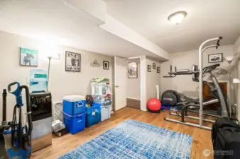 The space just doesn't stop! A fully finished room downstairs for a home gym, craft room, wine cellar or maybe even convert to an MIL kitchenette?