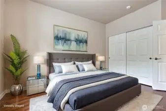 Second bedroom. Plantation shutters throughout on bedroom windows.