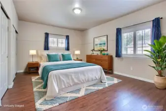 Primary suite is large, to accommodate a king sized bed suite.