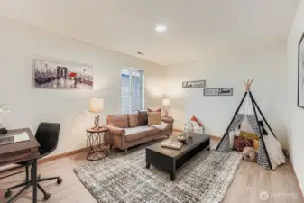 Open loft, versatile space for office, play, or extra living area
