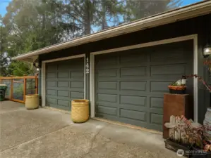 The spacious two-car garage has plenty of storage space.