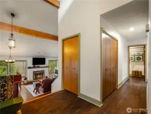 This unique floor plan is open where it matters and private where you want it.