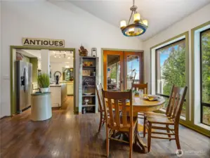 The deck is easily accessed from the living room.