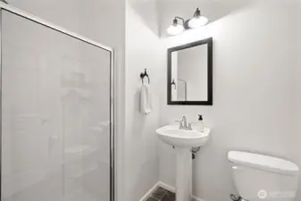 Main floor bathroom with shower