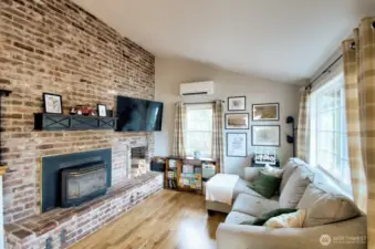 Propane fireplace and ductless mini-split