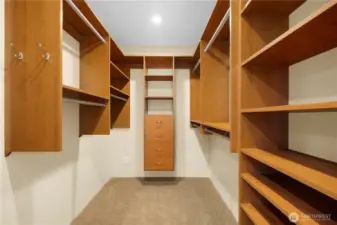 Primary bedroom walk-in closet.