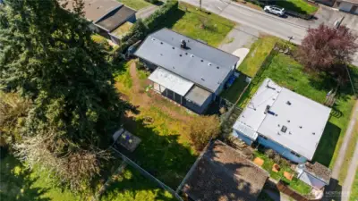This aerial view shows how large the backyard really is!