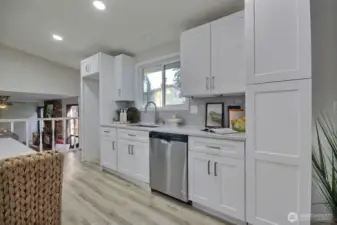 Plenty of counter space and storage in the kitchen.