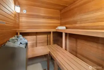 Good for wellness, the sauna offers a unique refuge from the world at large. Try steaming away troubles and inviting treasured guests to enjoy its relaxation.