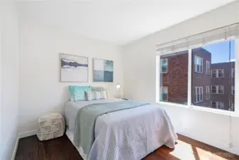 Guest bedroom/ office facing the alley