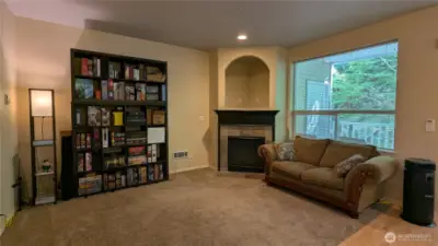 Living room overlooks greenbelt