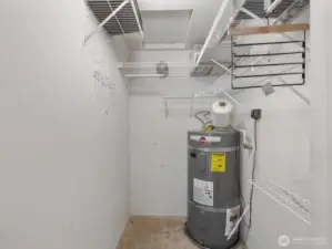 Large walk-in closet and newer water heater