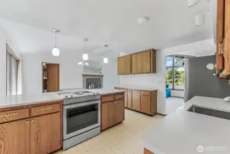 Marble counters in kitchen