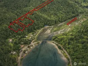 Overhead view with approximate boundaries in red.