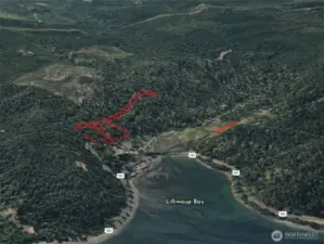 Overhead view with approximate boundaries in red.