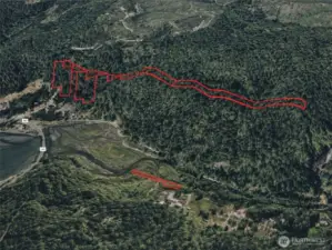 Overhead view with approximate boundaries in red.