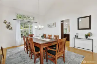 Easy access to the kitchen makes serving a breeze.