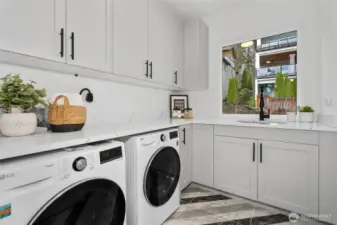 Laundry room upstairs with sink